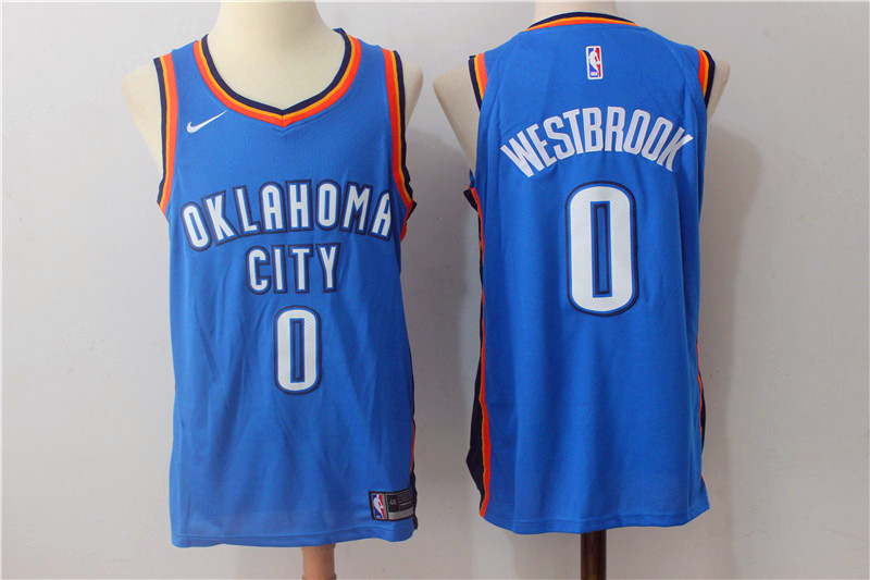 Men Oklahoma City Thunder #0 Russell Westbrook Blue New Nike Season NBA Jerseys
